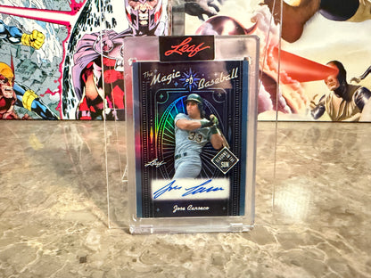 Jose Canseco 2026 Leaf Seasons In the Sun Magic of Baseball Auto Platinum 8/8 Bookend