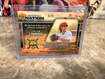 2026 Leaf Baseball Nation Jacob Lombard Saturday in the Park Blue Auto 5/10