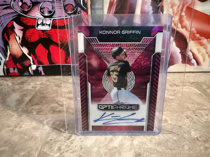 Konnor Griffin 2025 Leaf Optichrome Baseball Base Auto Pink Shimmer /8