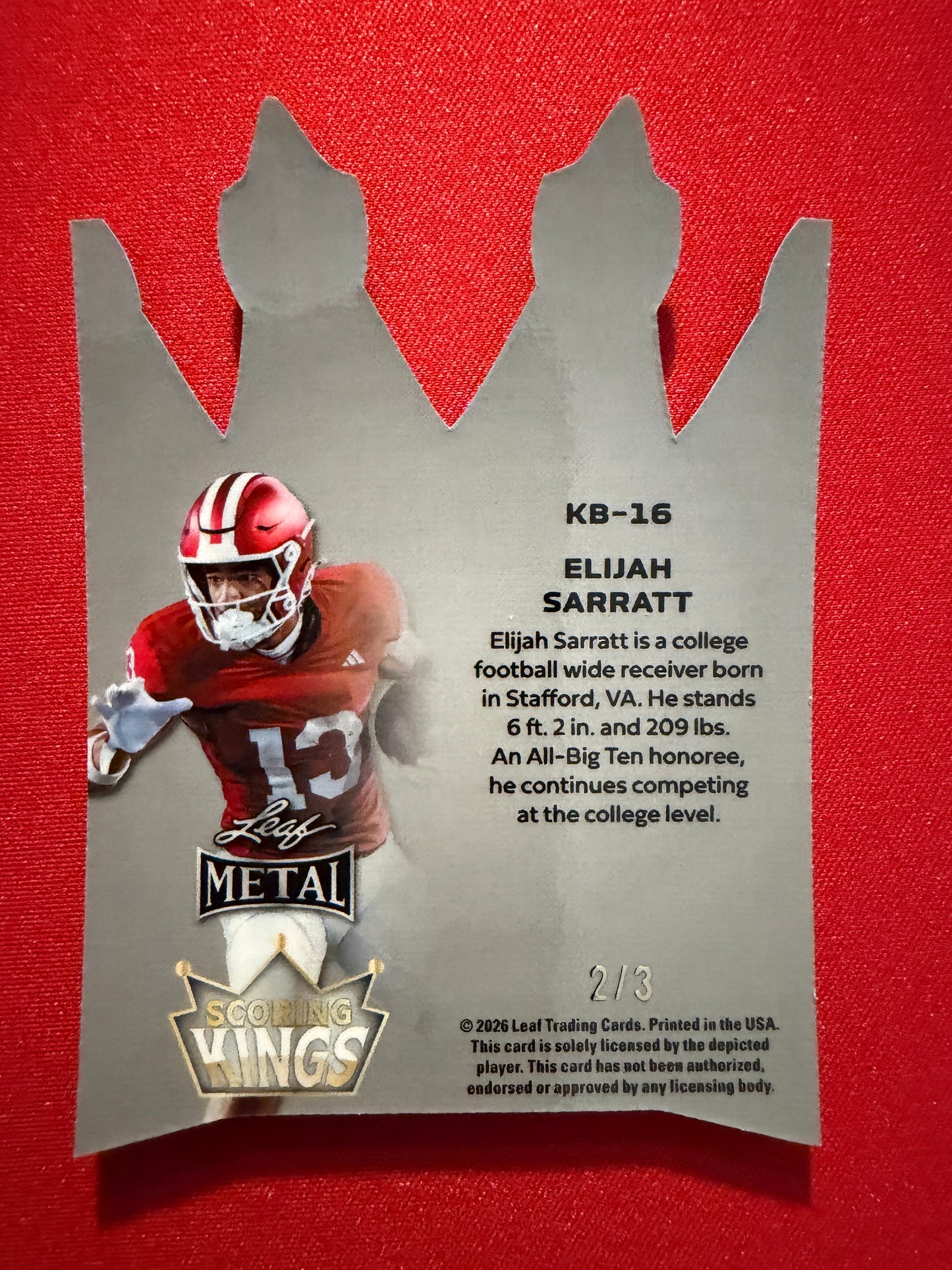 2026 Leaf Metal Football Elijah Sarratt Scoring Kings Green Shimmer /3