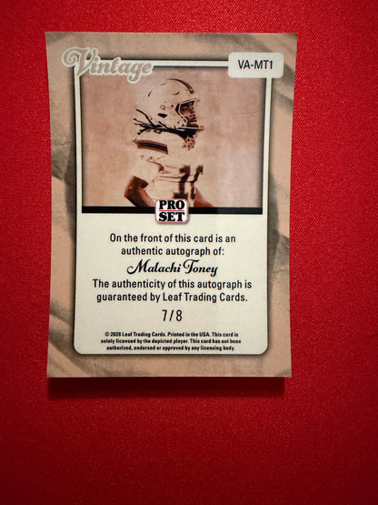 Malachi Toney 2026 Leaf Pro Set Metal Football Vintage Auto Platinum /8