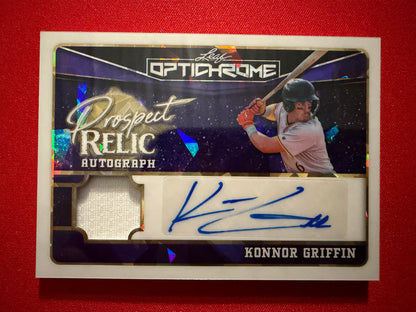 Konnor Griffin 2025 Leaf Optichrome Baseball Prospect Relic Auto Purple Crystal /5