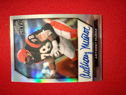 Anthony Munoz 2026 Leaf Metal Football On-Card Auto Silver Prismatic /10