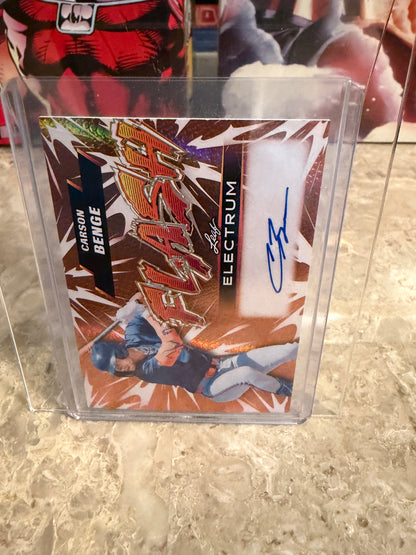 Carson Benge 2026 Leaf Electrum Baseball Flash Autograph Orange Parallel /15