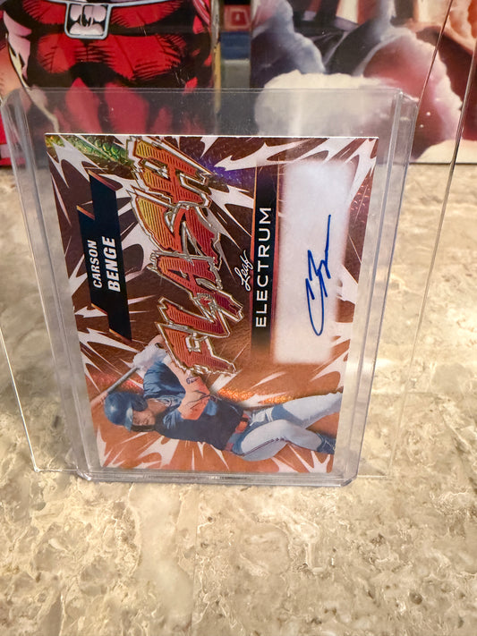 Carson Benge 2026 Leaf Electrum Baseball Flash Autograph Orange Parallel /15