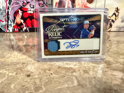 Dave Shields 2025 Leaf Optichrome Baseball Prospect Relic Auto Gold Lazer 1/1