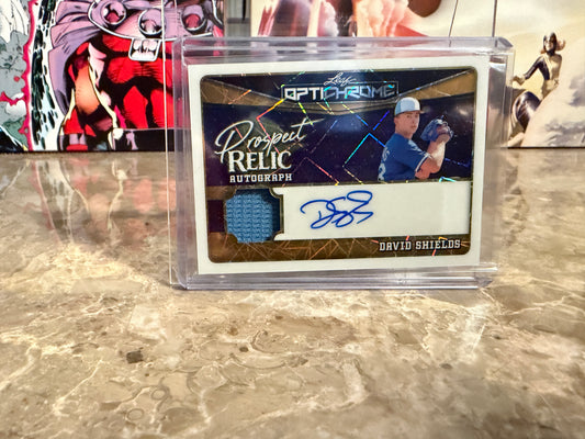 Dave Shields 2025 Leaf Optichrome Baseball Prospect Relic Auto Gold Lazer 1/1