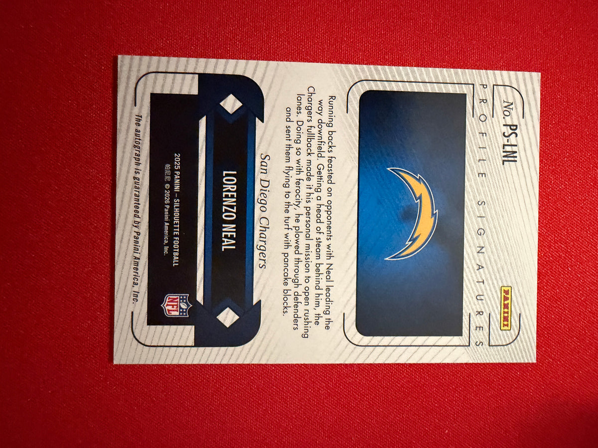 Lorenzo Neal 2025 Panini Silhouette Football Profile Signatures Auto /199