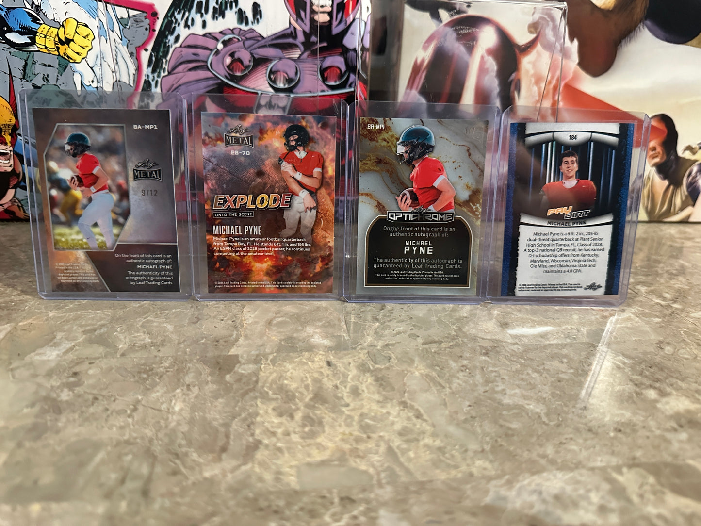 2026 Leaf Metal Michael Pyne Purple Prismatic Auto /7 & Silver Auto /12 4-Card Lot