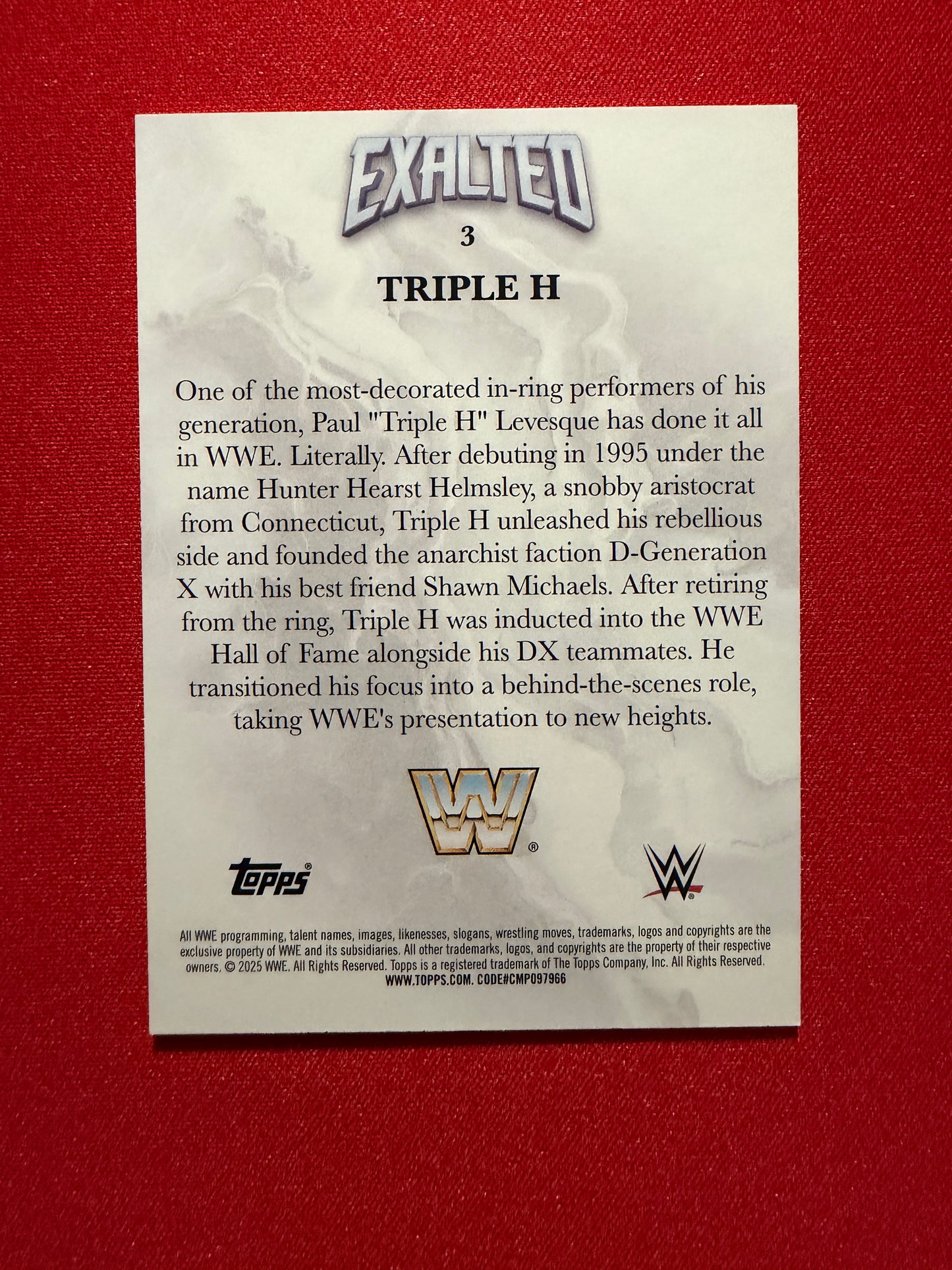 Triple H 2026 Topps Exalted WWE Exalted Base #3