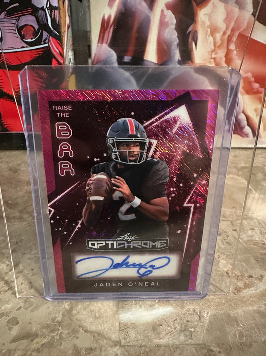 2026 Leaf Optichrome Jaden O'Neal RAISE THE BAR PINK SHIMMER AUTO 6/6 FSU QB