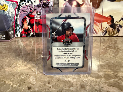 Zion Rose 2026 Leaf Metal Draft Edition Baseball Base Auto Platinum /99