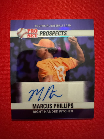 2026 Pro Set Marcus Phillips 1990 Mini Purple Auto 1/1 & Gold 1/1 Parallel Lot