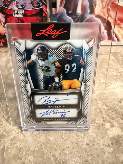 2026 Leaf Metal Football Dual Autograph White Ray Lewis & James Harrison /9