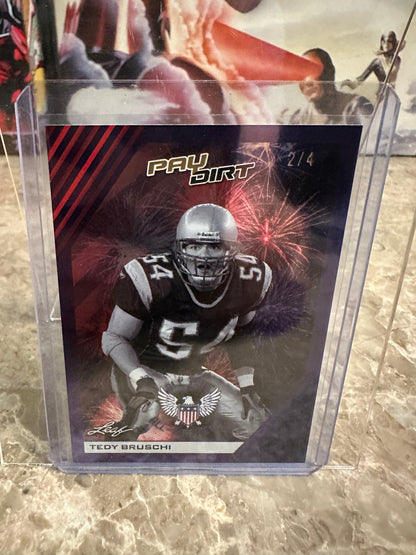 Tedy Bruschi 2026 Leaf Paydirt Football All Time All-Americans Purple Parallel /4