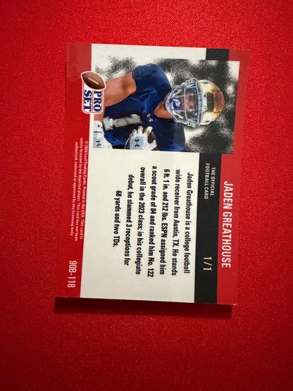 Jaden Greathouse 2026 Leaf Pro Set Metal Football 1990 Gold 1/1