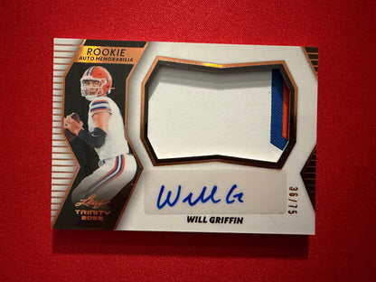Will Griffin 2026 Leaf Trinity Rookie Auto Memo Multicolor Patch Bronze /75