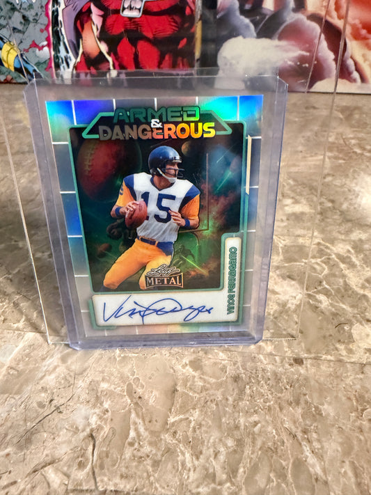2026 Leaf Metal Football Vince Ferragamo Auto Armed & Dangerous Space Silver /12