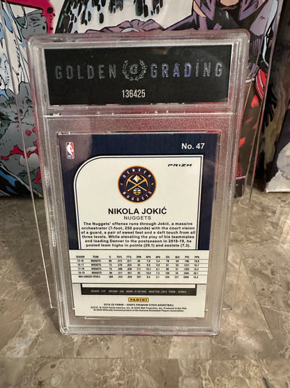 Nikola Jokic #16 Graded 9 Mint (2019 Panini Hoops Premium Stock) - Blue Cracked Ice
