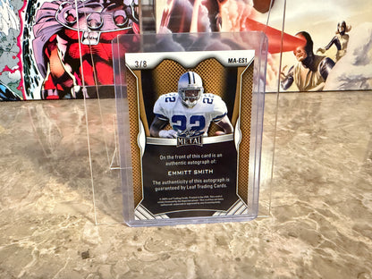 Emmitt Smith 2026 Leaf Pro Set Metal Football Metal On-Card Auto Orange 3/8