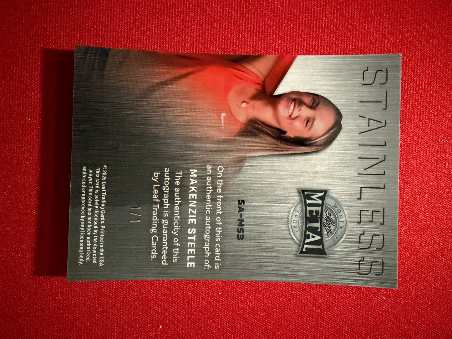 Makenzie Steele 2026 Leaf Metal Women Of Sport Stainless Auto Lava 1/1