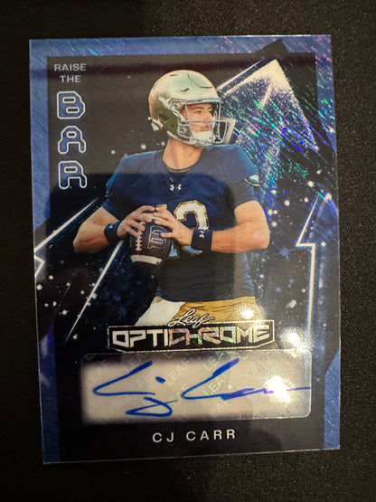(2026/05/22) CJ Carr Raise the Bar Blue Auto /5 2026 Leaf Optichrome Football