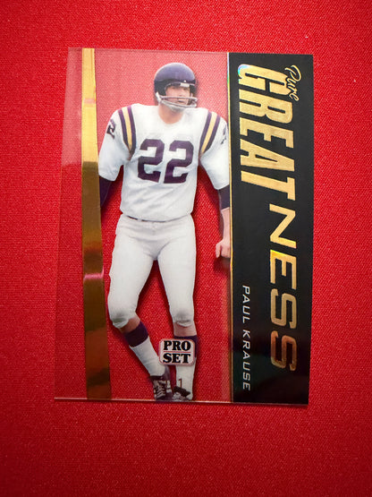 Paul Krause 2026 Leaf Pro Set Metal Football Pure Greatness Gold 1/1