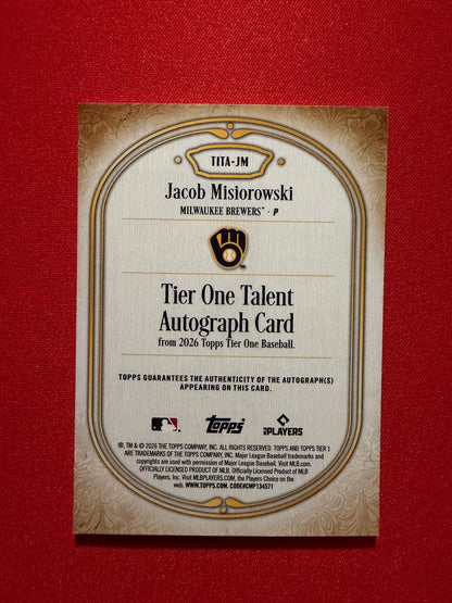 Jacob Misiorowski 2026 Topps Tier One Talent Auto Green On-Card /20