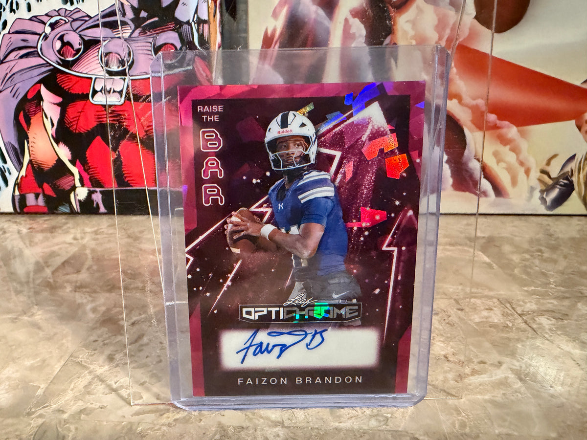 2026 Leaf Optichrome Football Faizon Brandon Raise The Bar Auto Pink Crystal /6