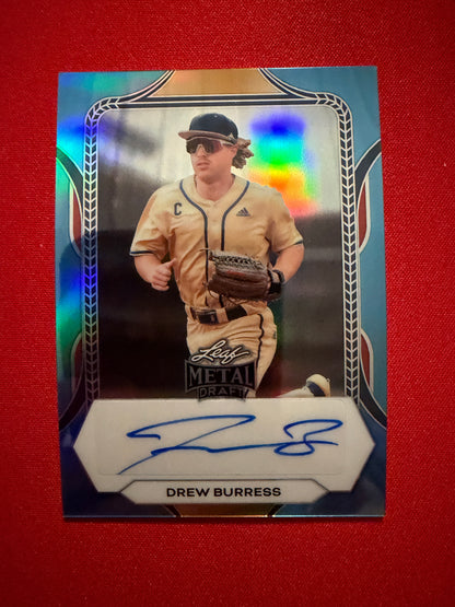 Drew Burress 2026 Leaf Metal Draft Edition Baseball Base Auto Platinum /10