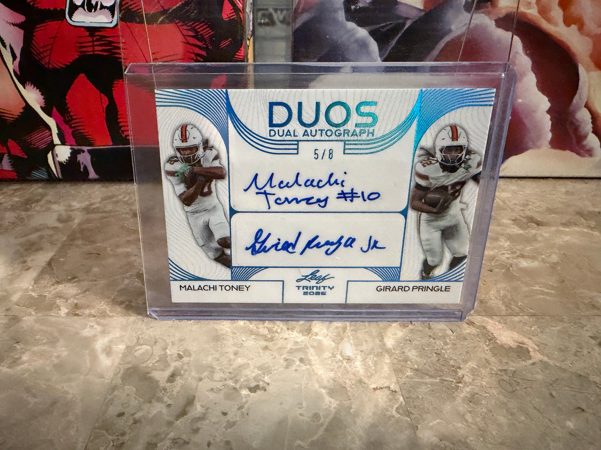 Malachi Toney Pringle 2026 Leaf Trinity Football Duos Auto Platinum /8