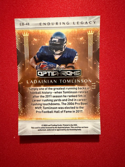 2026 Leaf Optichrome Football Ladainian Tomlinson Enduring Legacy Gold 1/1