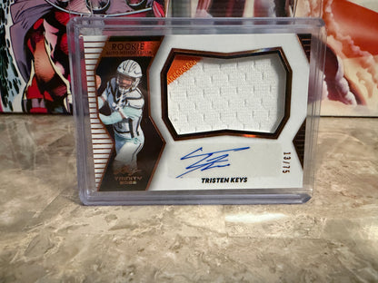 Tristen Keys 2026 Leaf Trinity Football Rookie Auto Mem Multicolor Patch /75