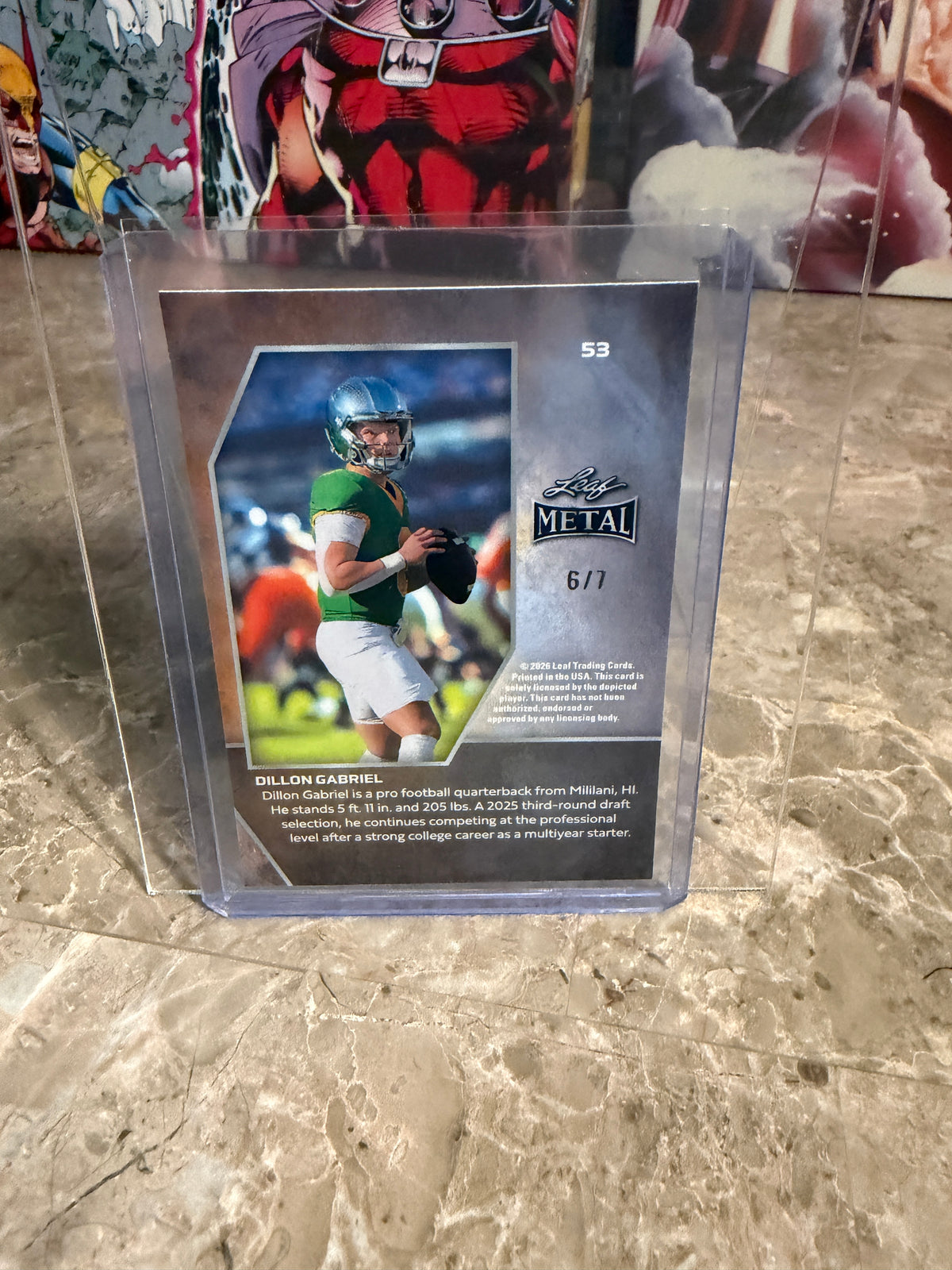 2026 Leaf Metal Football 1950 Dillon Gabriel Auto Purple 1/7 2-Card Lot