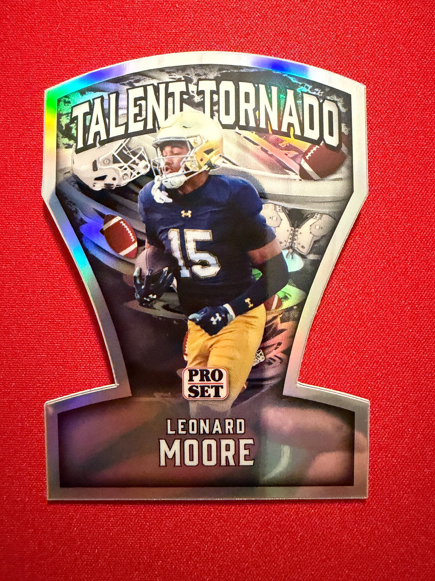 Leonard Moore 2026 Leaf Pro Set Metal Football Talent Tornado Silver /5
