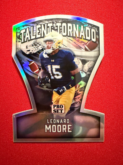 Leonard Moore 2026 Leaf Pro Set Metal Football Talent Tornado Silver /5