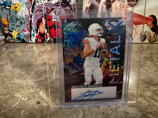 Jackson Arnold 2026 Leaf Metal Football Metal X Blue Shimmer 1/1