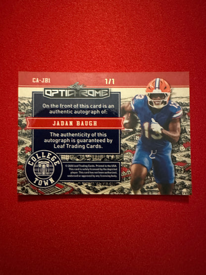 2026 Leaf Optichrome Football Jadan Baugh College Town Green Crystal Auto 1/1