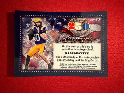 Sam Leavitt 2026 Leaf Autograph Collection Football America 250 Green Lava 1/1