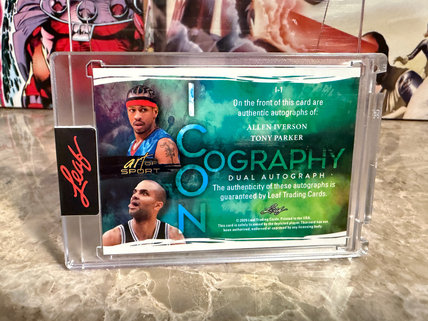 2026 Leaf Art of Sport Iconography Allen Iverson Tony Parker Dual Auto Sparkle /6