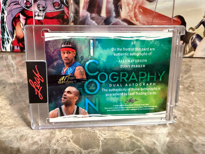 2026 Leaf Art of Sport Iconography Allen Iverson Tony Parker Dual Auto Sparkle /6
