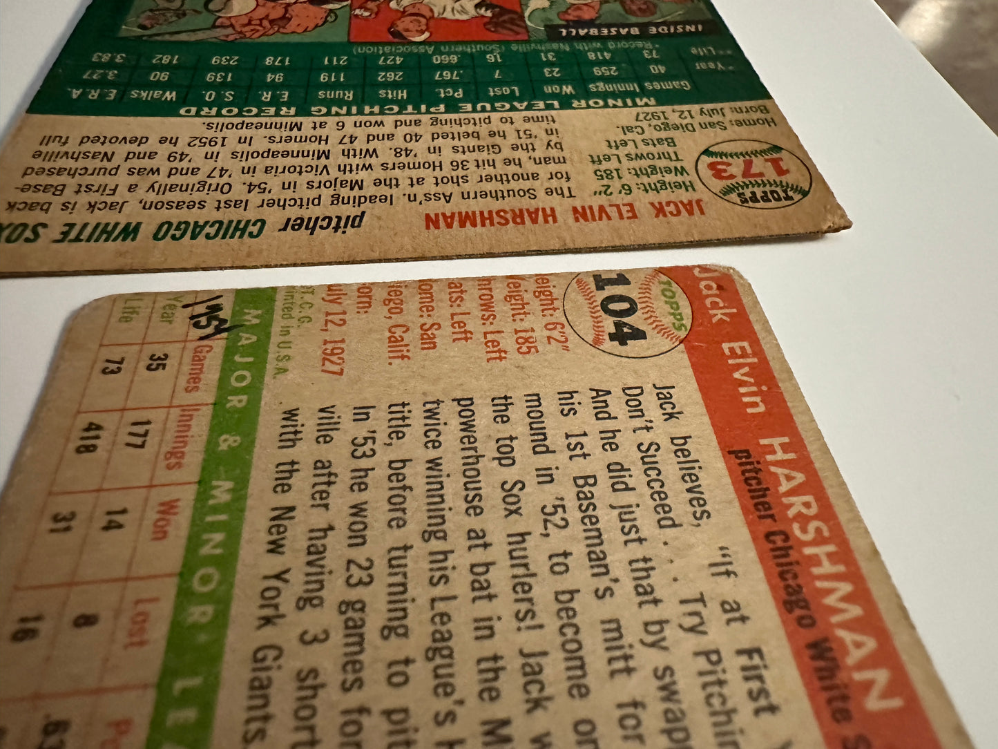 Jack Harshman #104,173,29 (1954,1955,1956 Topps) - Lower Grade