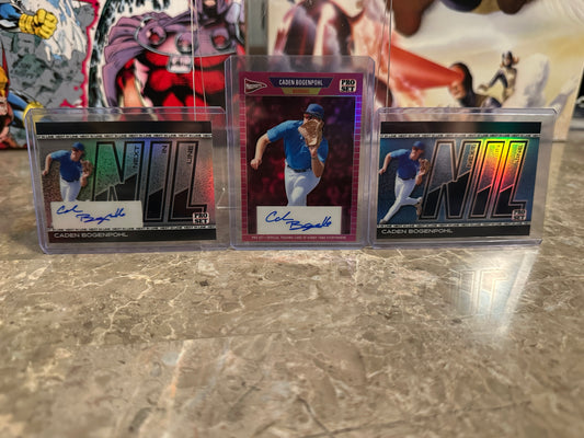 2026 Leaf Pro Set Caden Bogenpohl 1989 Pink Auto /7 NIL Auto /25 3-Card Lot