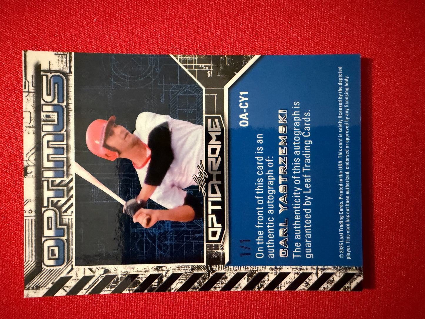 Carl Yastrzemski 2025 Leaf Optichrome Tempest Auto 2-Card Lot