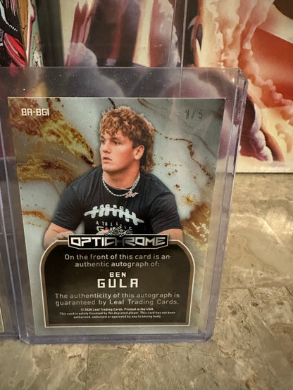 2026 Leaf Optichrome Ben Gula Blue Prismatic Auto /5 & Platinum Crystal Auto /8 Lot