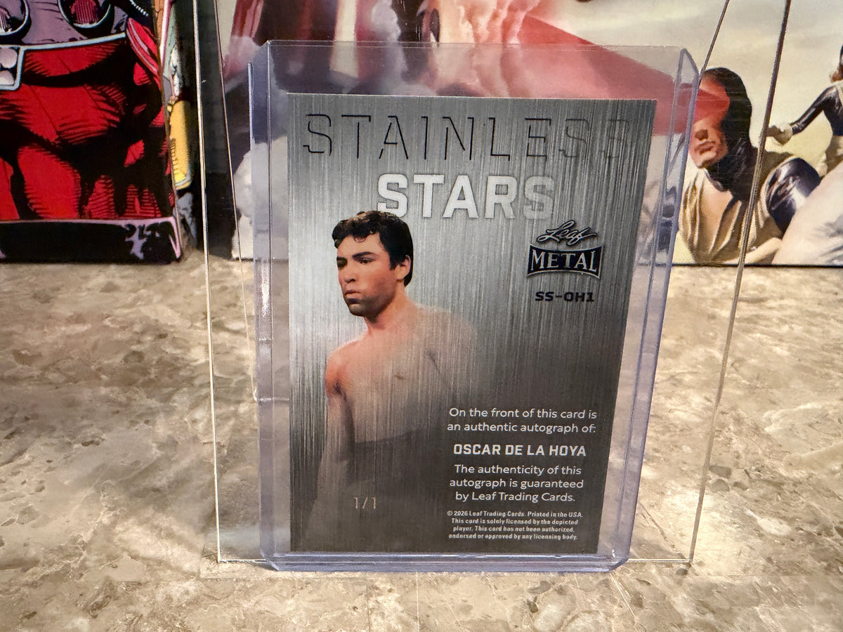 Oscar De La Hoya 2026 Leaf Metal Rings Stainless Stars Auto Green Sparkle 1/1