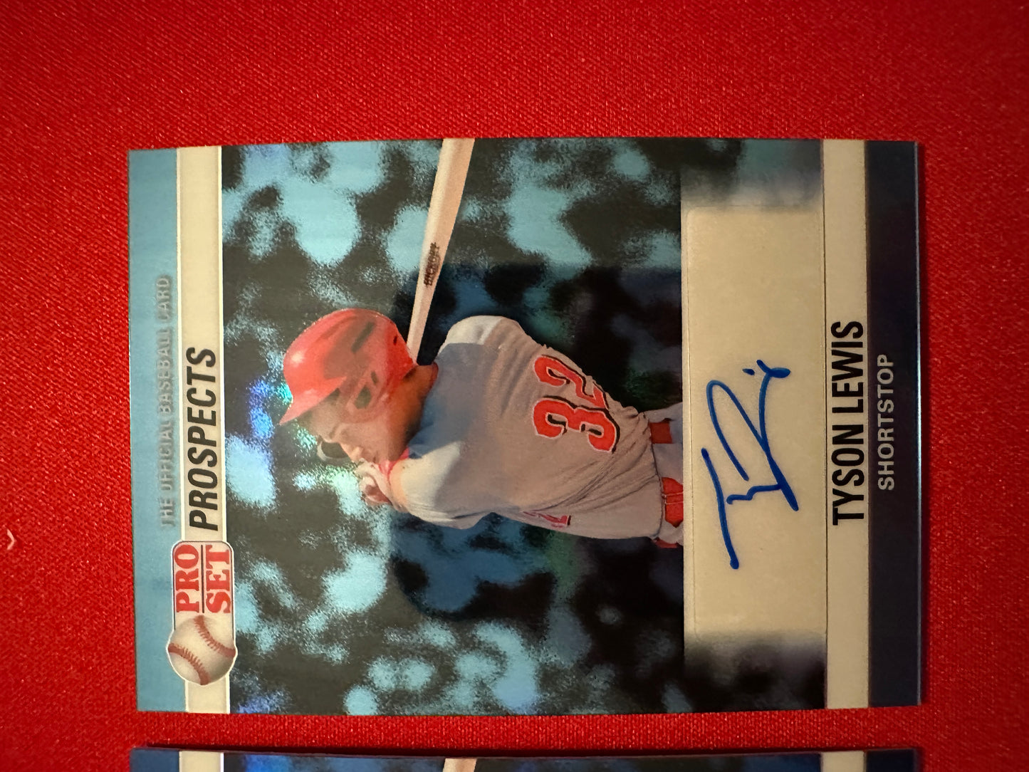 2026 Leaf Pro Set Baseball Tyson Lewis 1990 Prismatic Insert Lot - Blue /5 & Platinum Auto /10