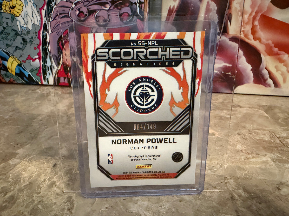 Norman Powell 2024-25 Panini Obsidian Basketball Scorched Auto Electric Etch /149