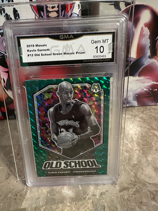 Kevin Garnett #12 GMA 10 Gem Mint (2019 Panini Mosaic Old School) - Green Mosaic