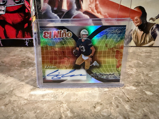 CJ Carr 2026 Leaf Autograph Collection Football El Niño Silver True 1/1